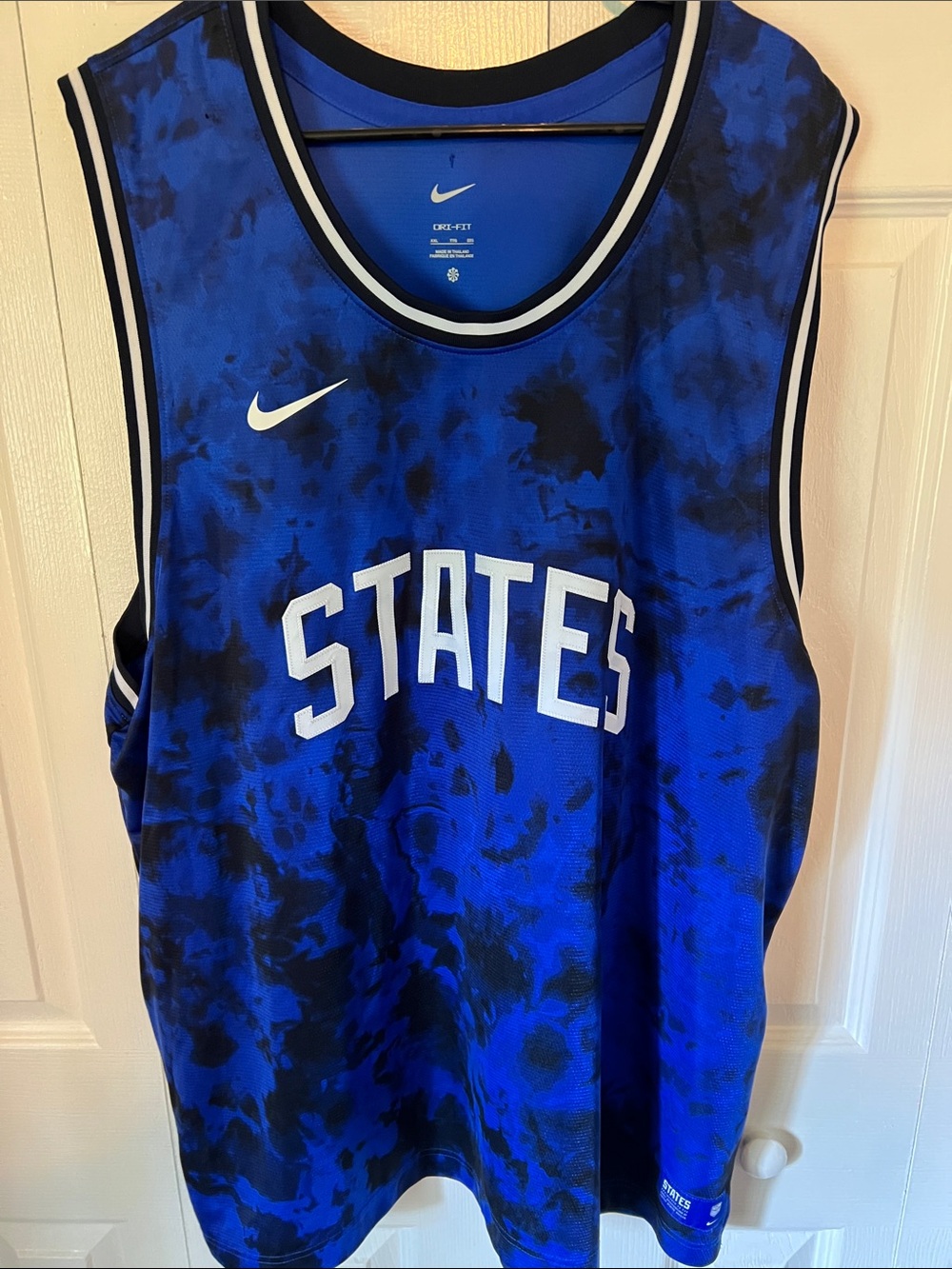 Nike Blue and Black Tie-Dye USA Basketball Jersey